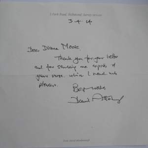 Hand-written letter from Sir David Attenborough